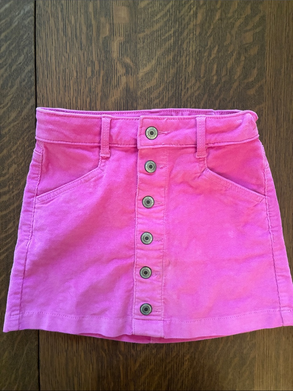 SO Pink Button-Front Corduroy Girls Skirt
